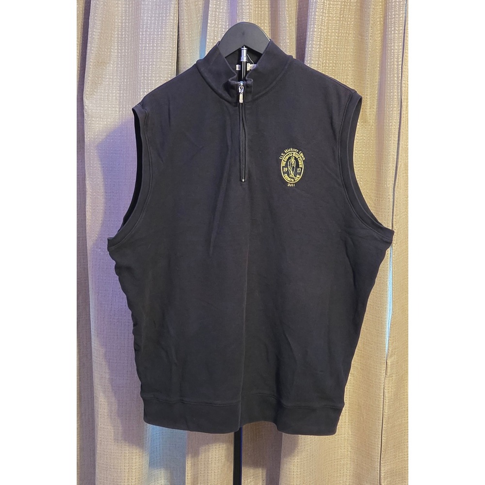 Peter Millar Quarter Zip US Hickory Open 2011 Logo Golf Vest Mens Size XXL Black